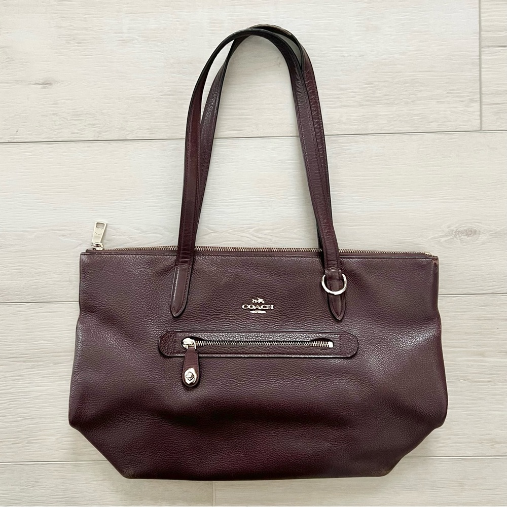 Coach Taylor Tote in Pebble Leather | Burgundy Oxblood Red